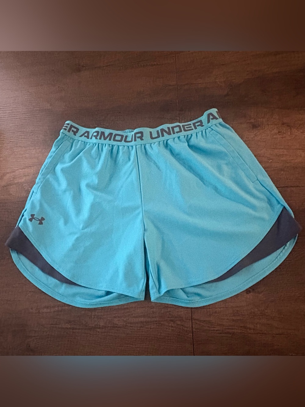 Under Armour Play Up Shorts 3.0  Women's M Blue Black Athletic Gym Pockets